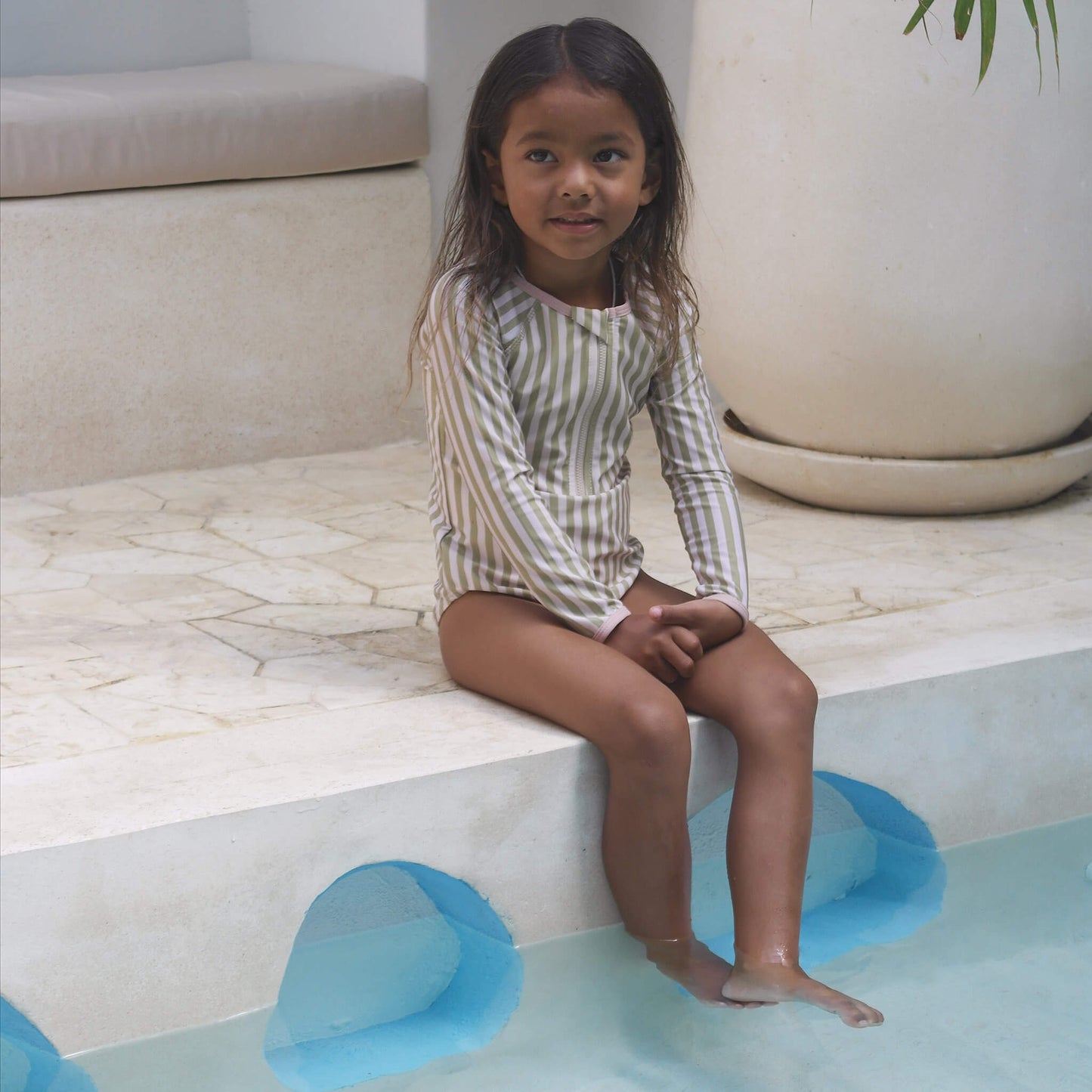 Bam Loves Boo - Striped Long Sleeve Swimsuit-size up