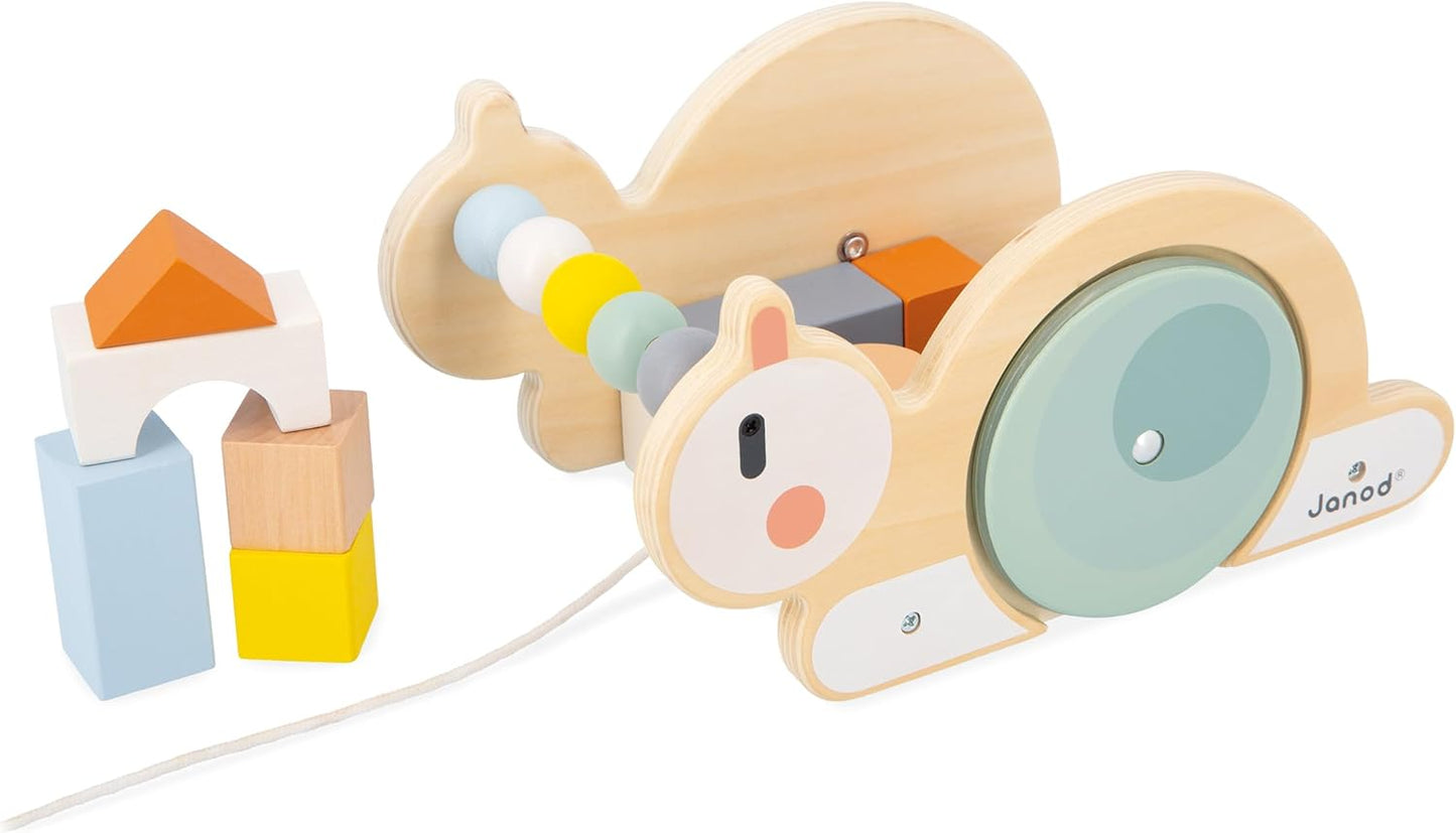 JANOD- Carrito de Arrastre con Bloques de Madera – Caracol Sweet Cocoon