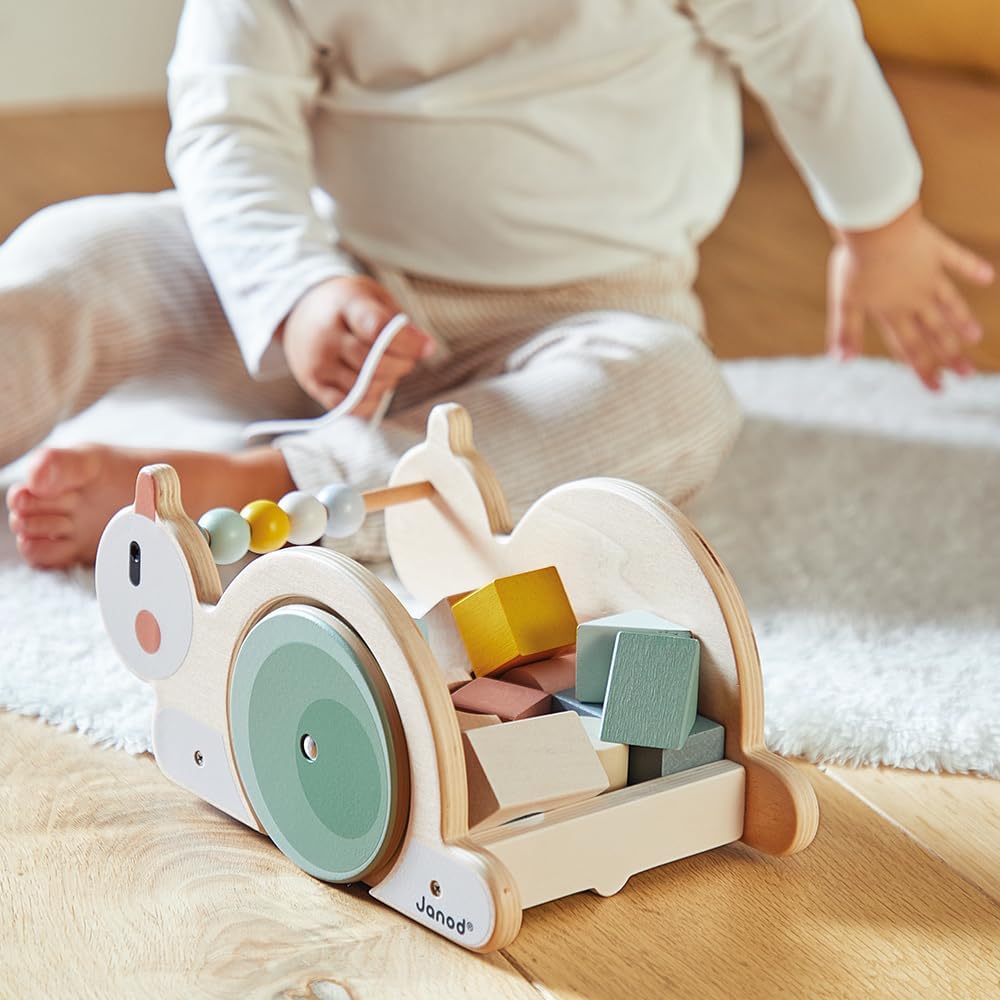 JANOD- Carrito de Arrastre con Bloques de Madera – Caracol Sweet Cocoon