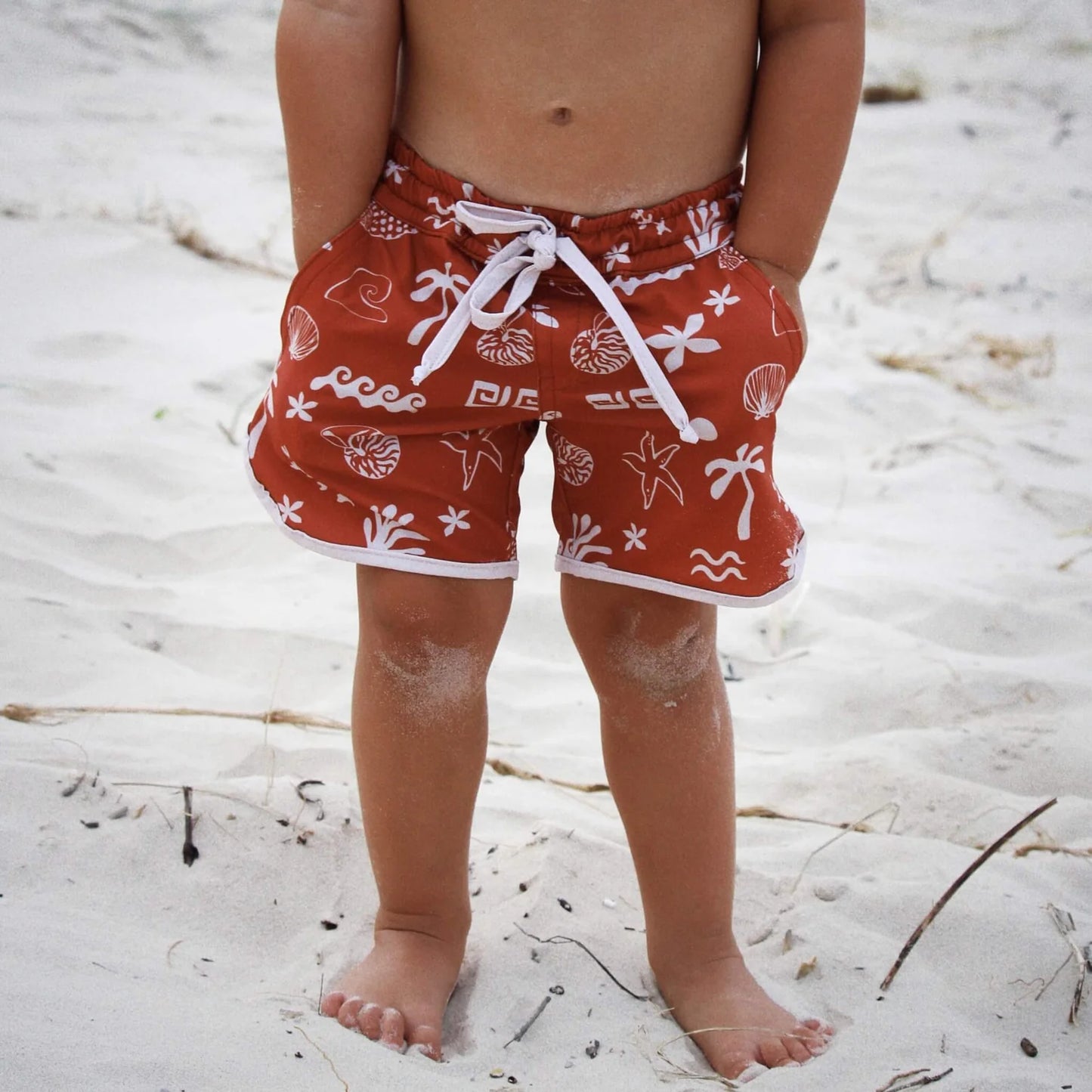 Bam Loves Boo- Boy red swim boardies