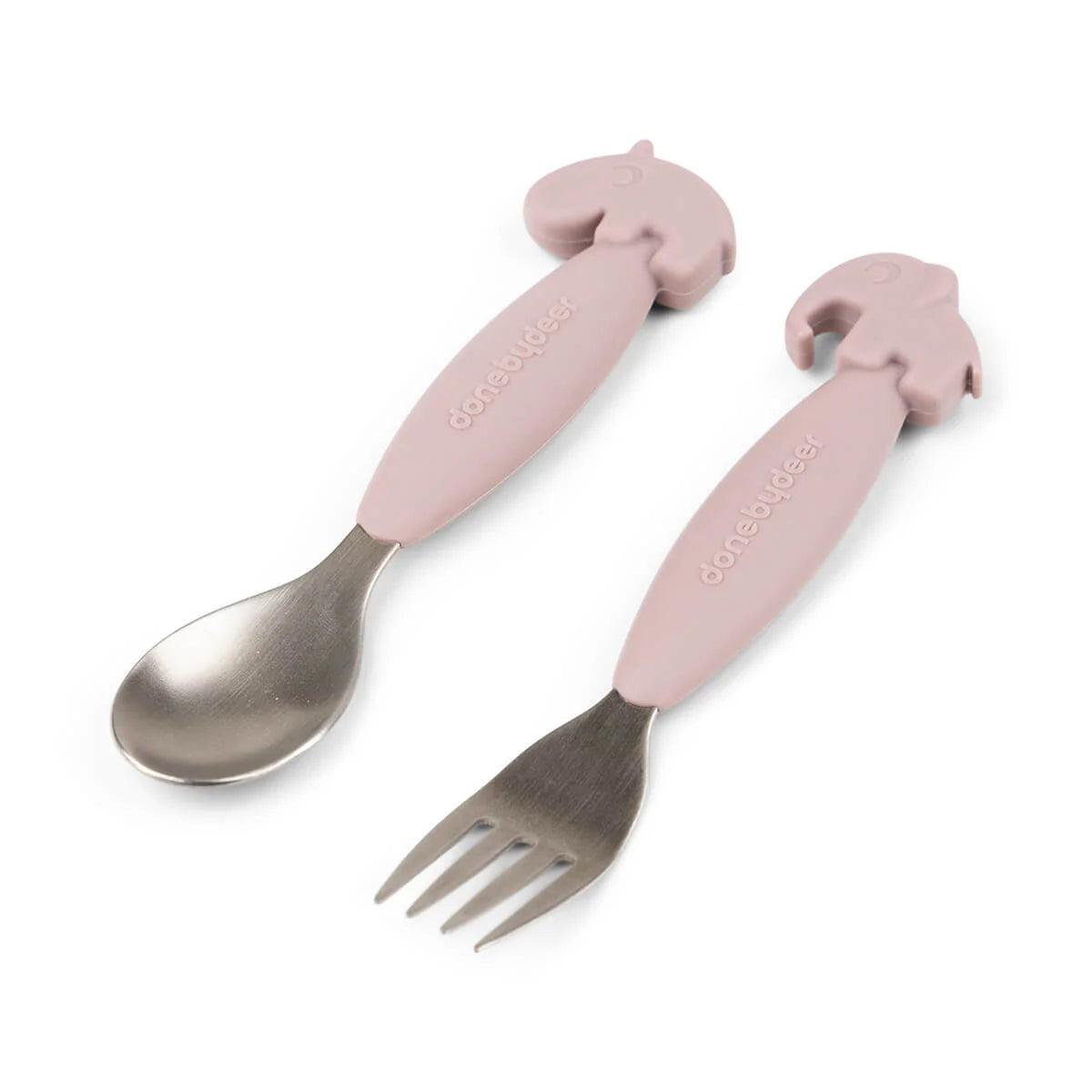 Done by Deer - Easy-grip spoon and fork set Deer friends Powder