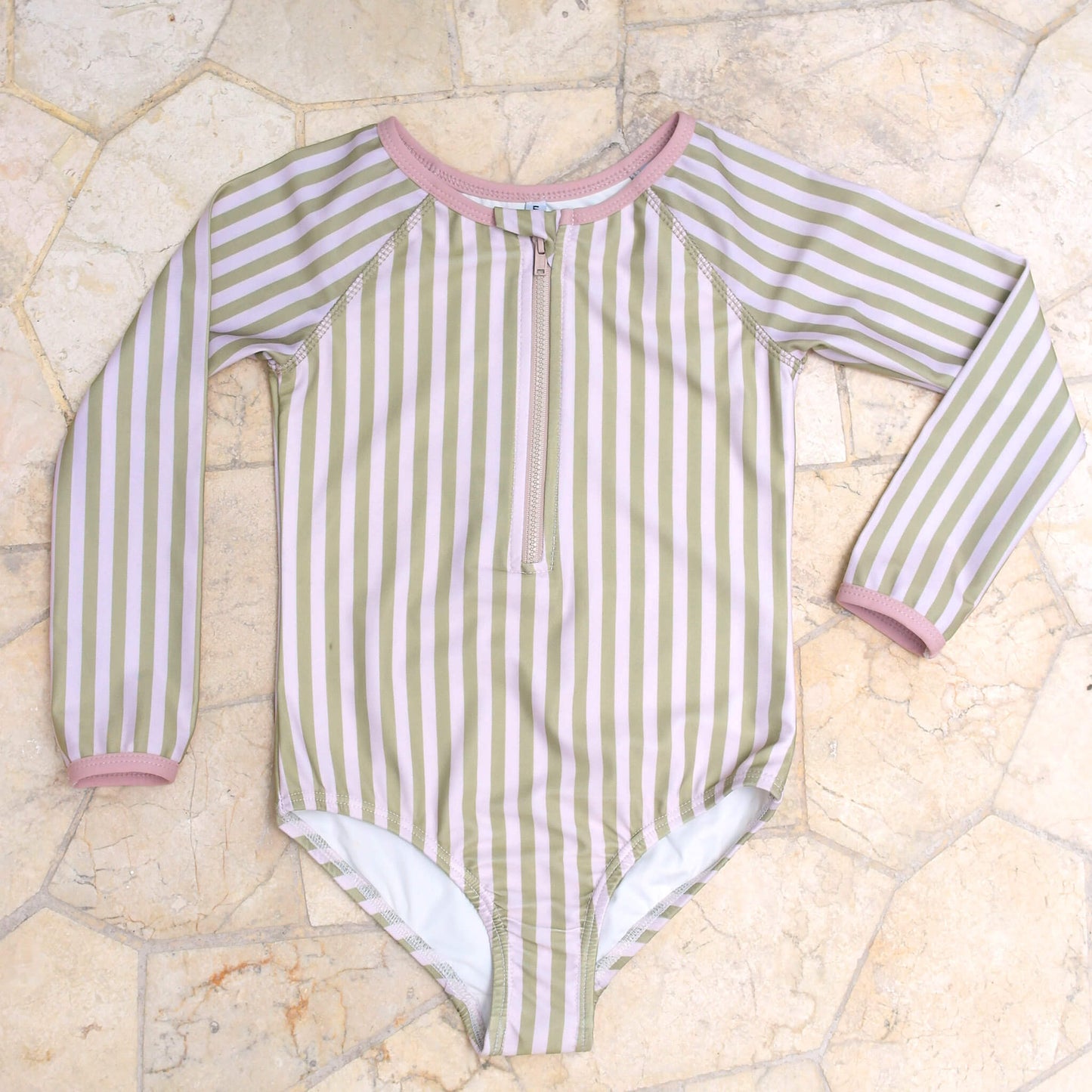 Bam Loves Boo - Striped Long Sleeve Swimsuit-size up