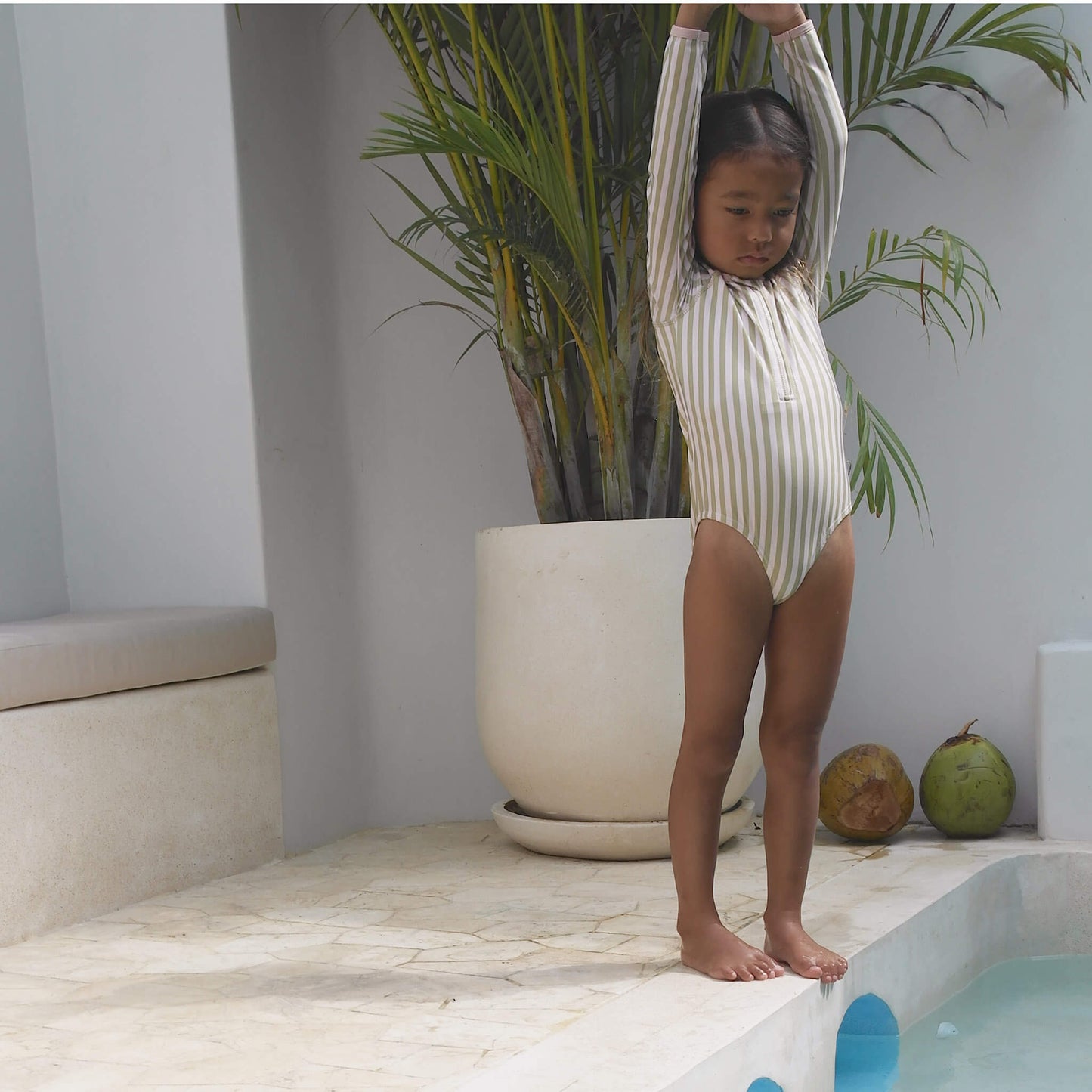 Bam Loves Boo - Striped Long Sleeve Swimsuit-size up