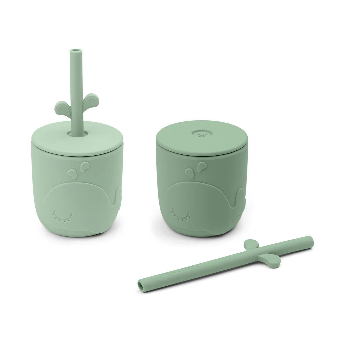 Done by Deer - Peekaboo straw cup 2-pack Wally Green