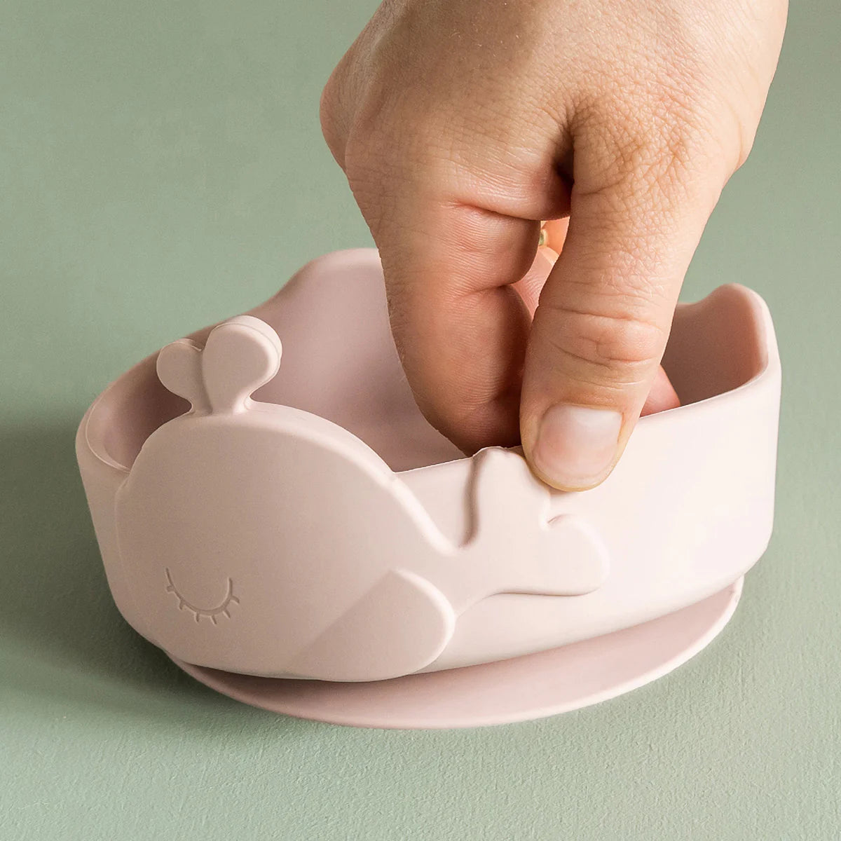 Done by Deer - Silicone Stick&Stay bowl & baby spoon Wally Blue