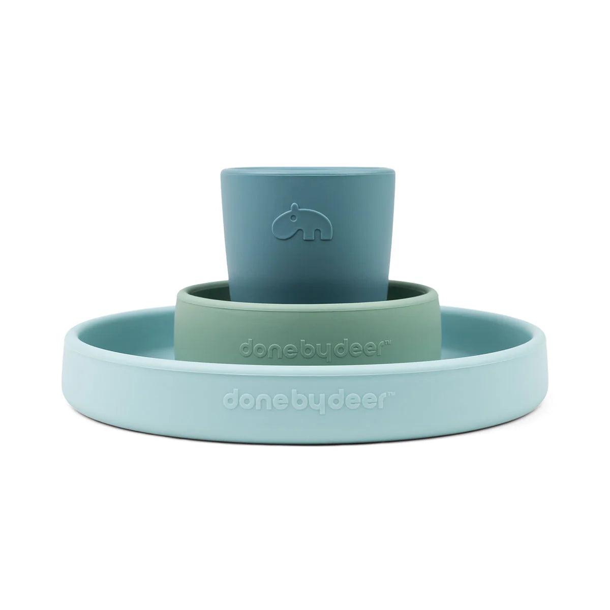 Done by Deer - Silicone dinner set Blue/Green