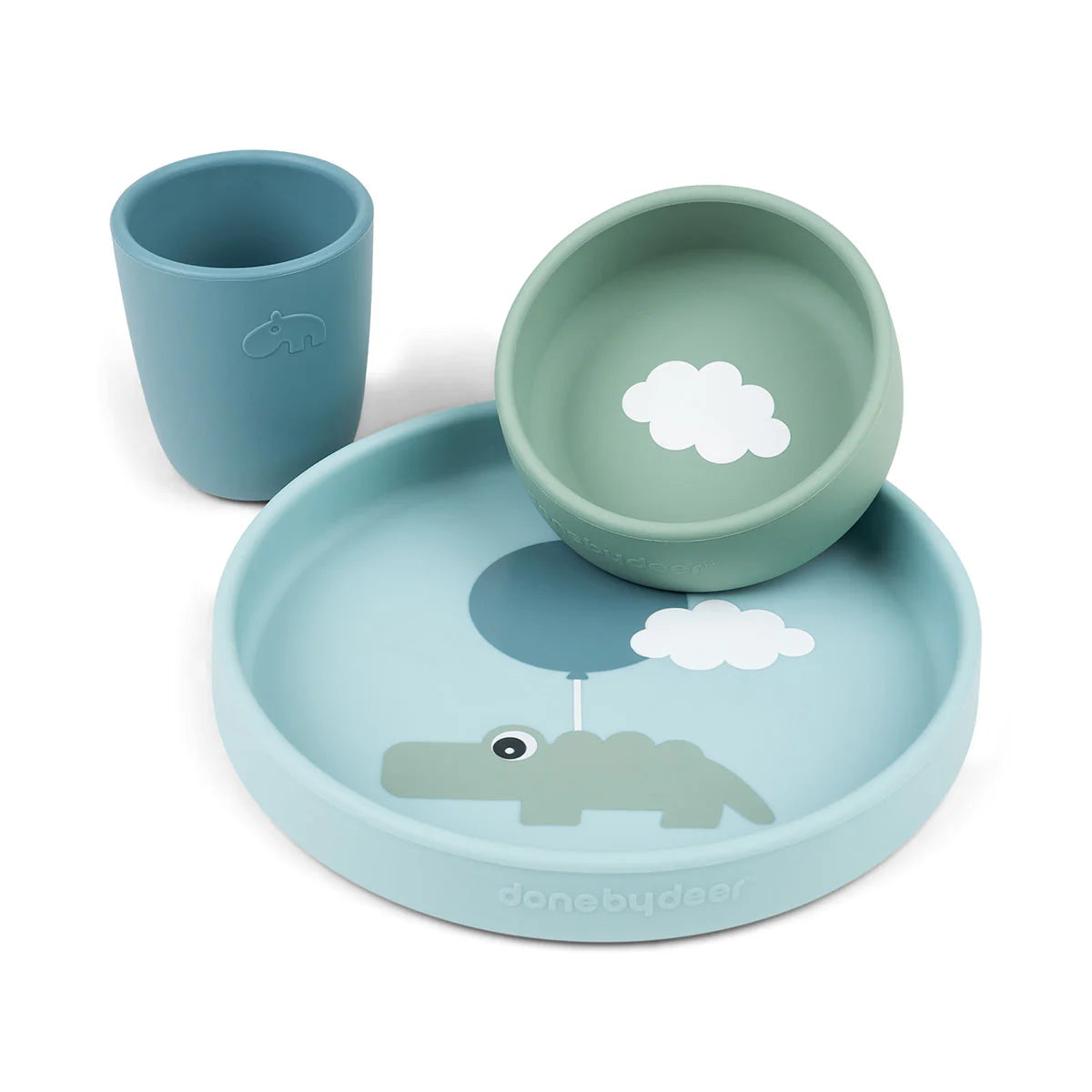 Done by Deer - Silicone dinner set Blue/Green