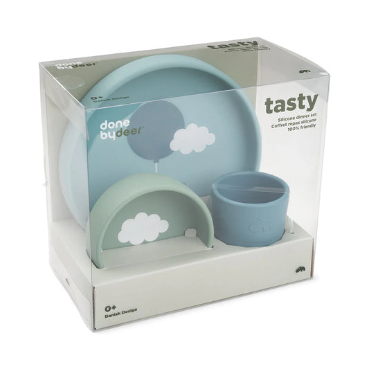 Done by Deer - Silicone dinner set Blue/Green