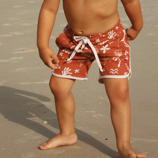 Bam Loves Boo- Boy red swim boardies