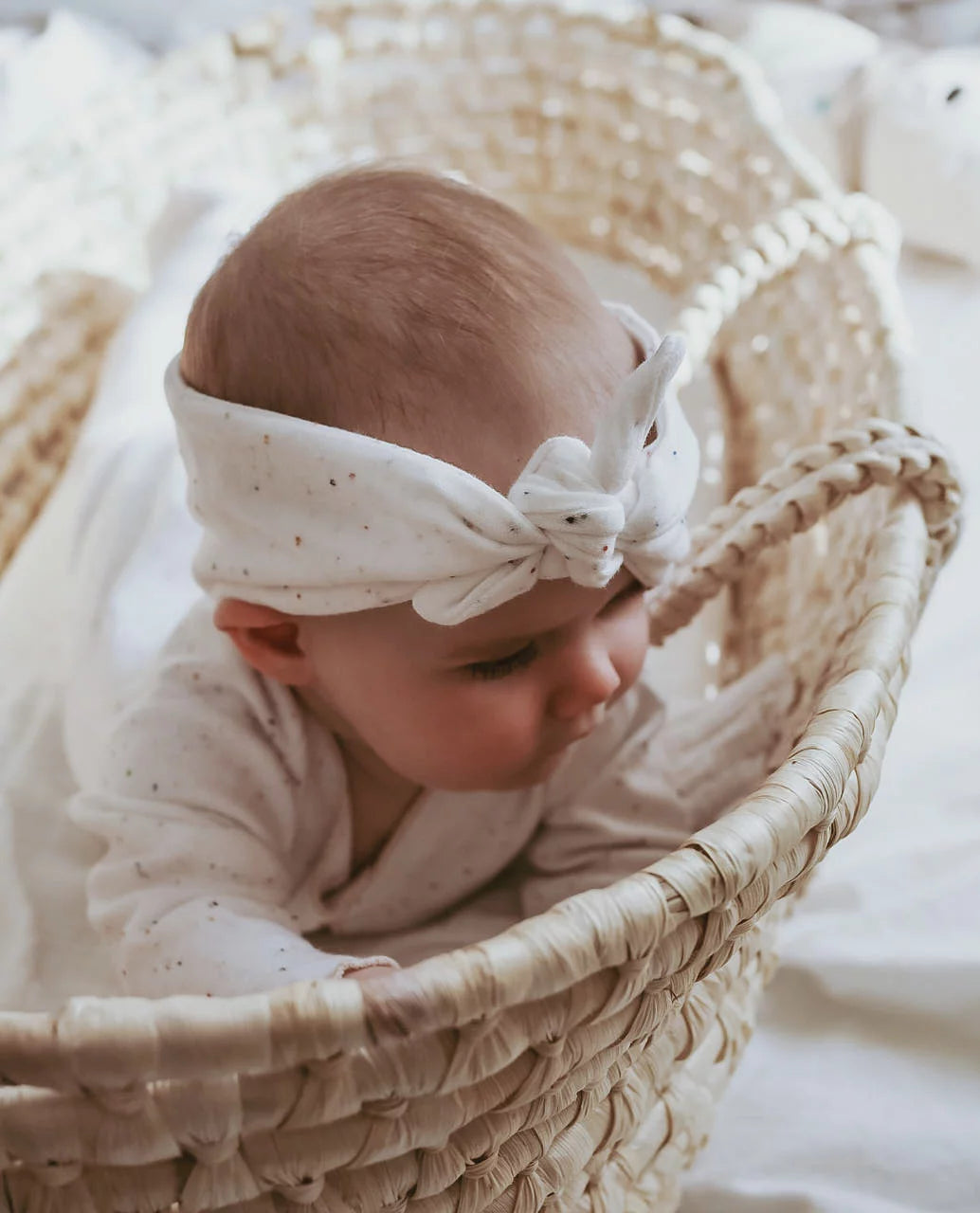 NORTH BABY - ORGANIC KNOTTED HEADBAND WHITE MILK One size