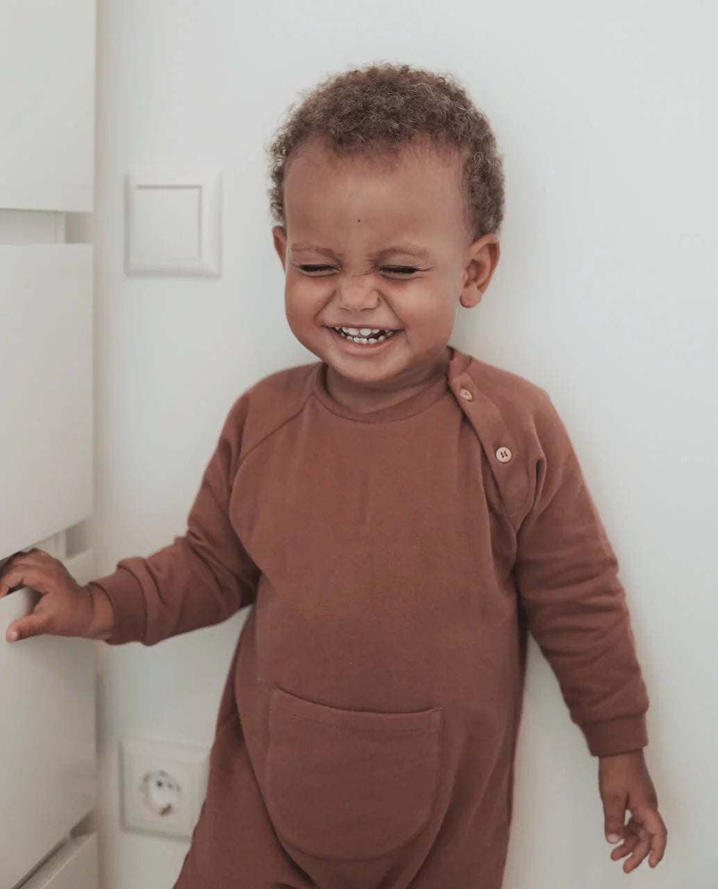NORTH BABY - ORGANIC FLEECE OVERALL LONDON BRICK