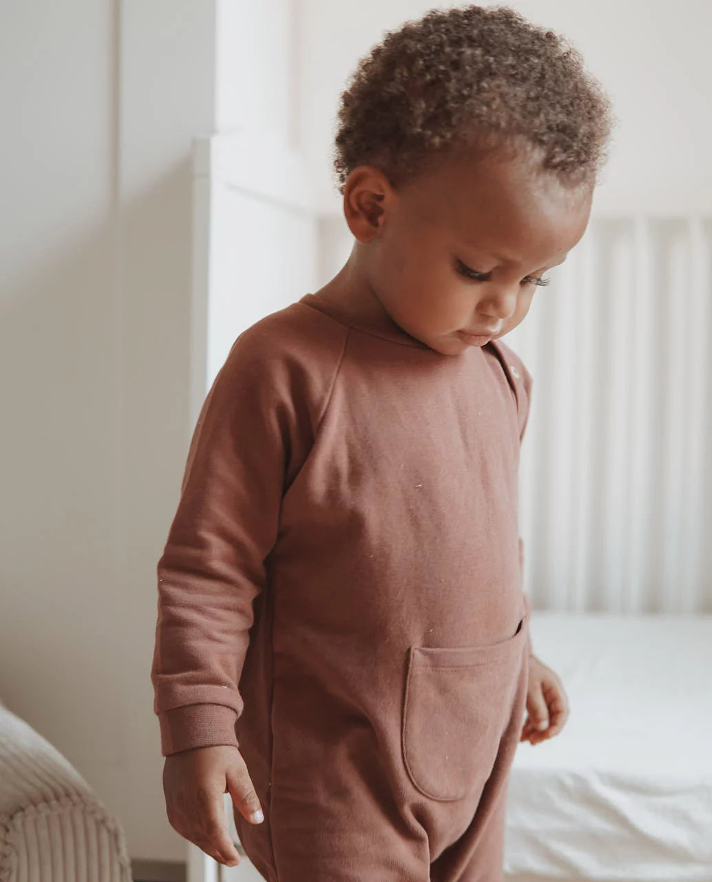 NORTH BABY - ORGANIC FLEECE OVERALL LONDON BRICK