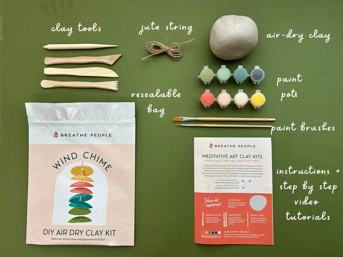 BREATHE PEOPLE- DIY Air Dry Clay Kit- Make Your Own Wind Chimes